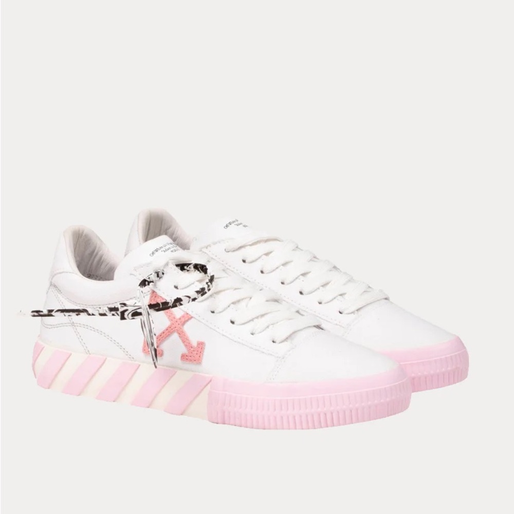 Off-White White and Pink Vulcanized Low Sneakers